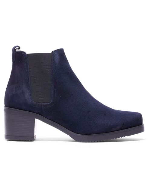 Chelsea Boots en Velours de Cuir Agy bleu marine - Talon 5.5 cm