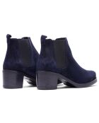 Agy marineblauwe fluwelen leren chelsea boots met hak van 5,5 cm