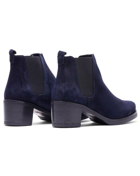 Chelsea Boots en Velours de Cuir Agy bleu marine - Talon 5.5 cm