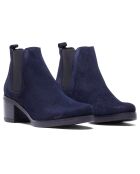 Agy marineblauwe fluwelen leren chelsea boots met hak van 5,5 cm