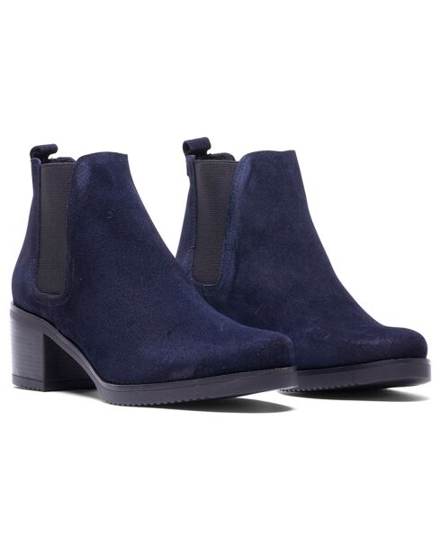 Chelsea Boots en Velours de Cuir Agy bleu marine - Talon 5.5 cm