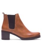 Camelkleurige leren Chelsea-laarzen van Agy met hak van 5,5 cm