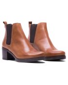 Camelkleurige leren Chelsea-laarzen van Agy met hak van 5,5 cm