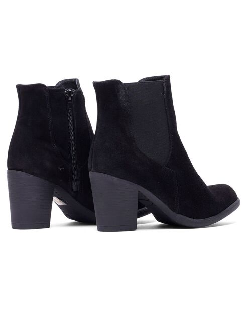 Chelsea Boots en Velours de Cuir Ju noires - Talon 8 cm