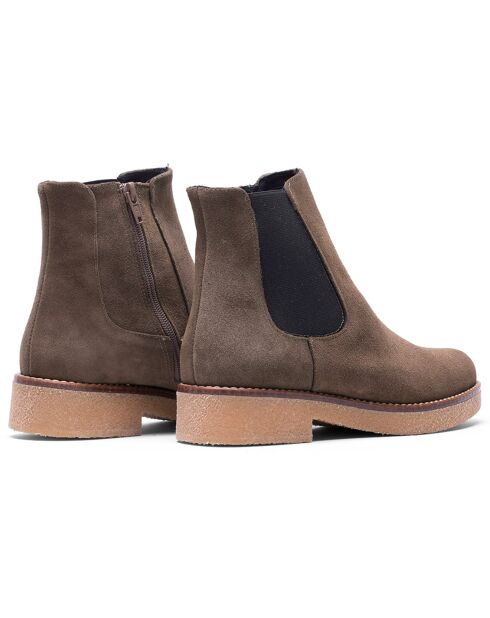 Botas Chelsea de piel aterciopelada caqui de Clem