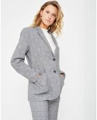 Veste 2 boutons Liv à carreaux grise