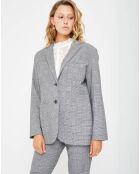 Veste 2 boutons Liv à carreaux grise
