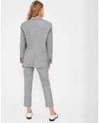 Veste 2 boutons Liv à carreaux grise