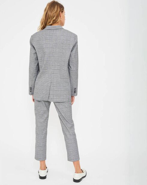 Veste 2 boutons Liv à carreaux grise