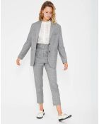 Veste 2 boutons Liv à carreaux grise