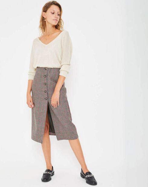 Solange bruin/zwarte geruite rok van wolmix