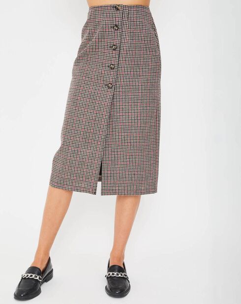 Solange bruin/zwarte geruite rok van wolmix