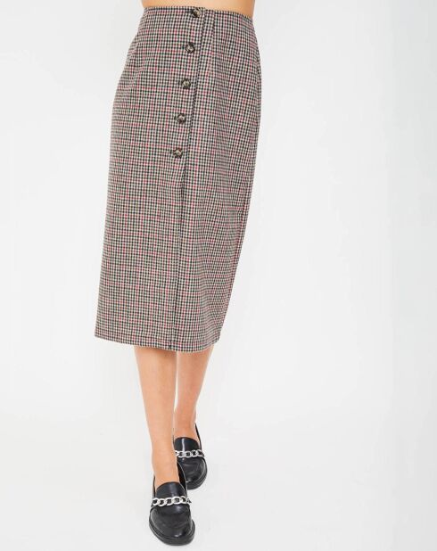 Solange bruin/zwarte geruite rok van wolmix