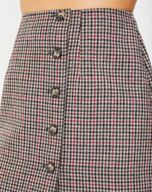 Solange bruin/zwarte geruite rok van wolmix