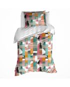 Parure housse de couette percale de coton June multicolore