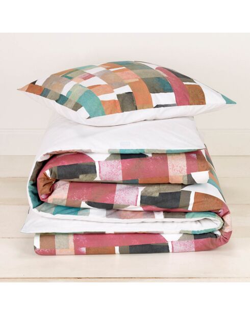 Parure housse de couette percale de coton June multicolore
