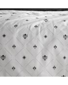 Parure housse de couette percale de coton Knight noir/blanc