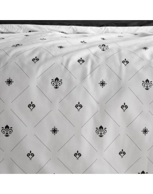 Parure housse de couette percale de coton Knight noir/blanc
