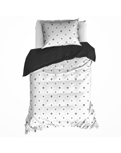 Parure housse de couette percale de coton Knight noir/blanc