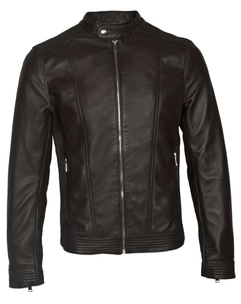 Veste en Cuir Corto marron foncé