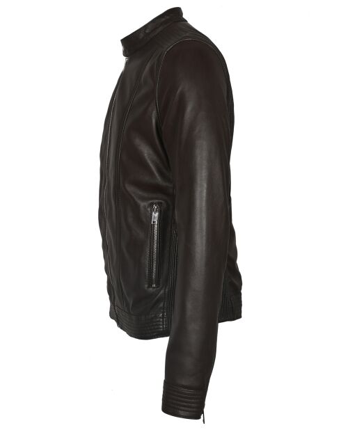 Veste en Cuir Corto marron foncé