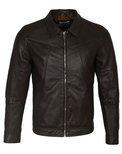 Veste en Cuir Micky marron foncé