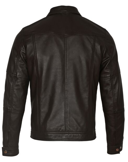 Veste en Cuir Micky marron foncé