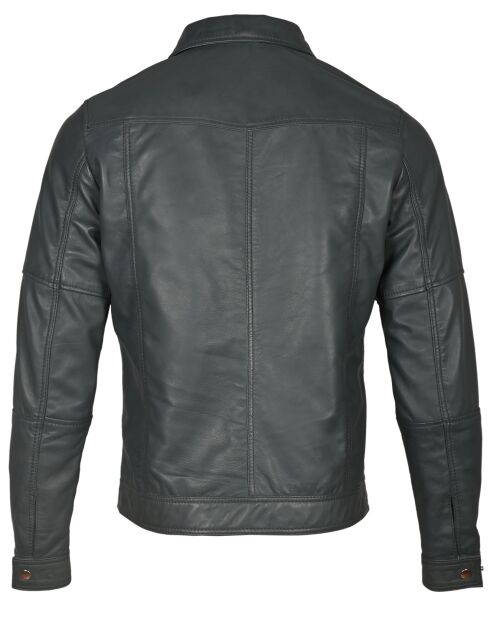 Veste en Cuir Micky gris foncé