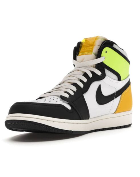 Baskets en Cuir Air Jordan 1 High Og Vault blanc/noir/vert fluo/jaune