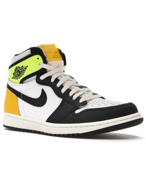 Baskets en Cuir Air Jordan 1 High Og Vault blanc/noir/vert fluo/jaune