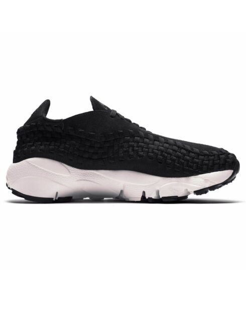 Baskets en Velours de Cuir Wmn Footscape Woven noir/blanc