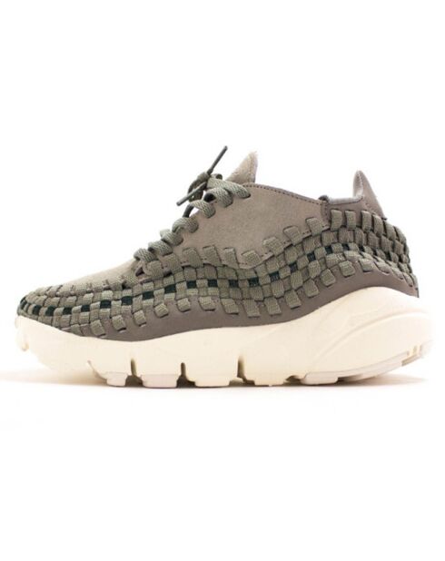 Baskets en Velours de Cuir Wmn Footscape Woven gris/vert/blanc