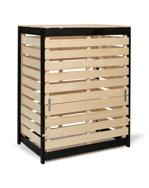 Compostiera in legno nero/beige - 80x50x100 cm