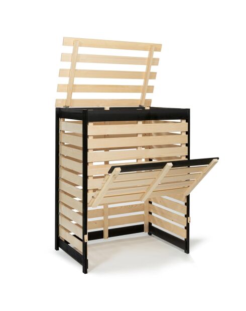 Composteur en bois noir/beige - 80x50x100 cm