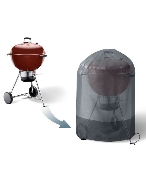 Housse de protection pour barbecue rond gris/noir - 70x80 cm