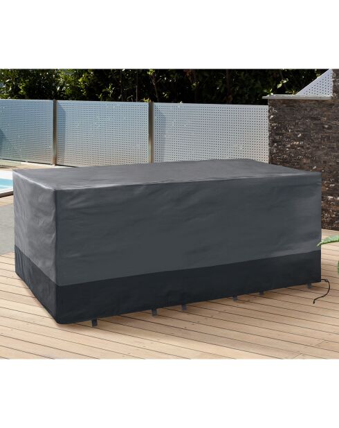Housse de protection pour table rectangulaire + chaises gris/noir - 250x200x74 cm
