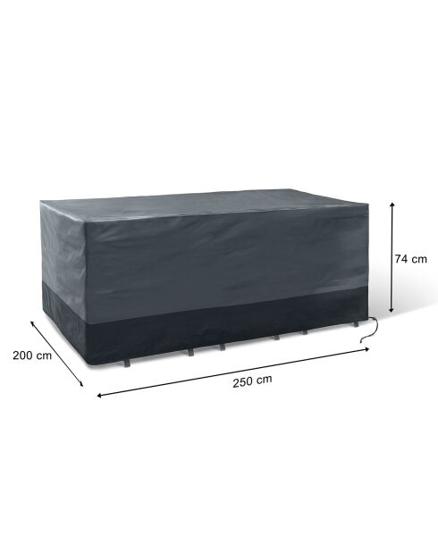 Housse de protection pour table rectangulaire + chaises gris/noir - 250x200x74 cm