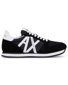 Baskets en Velours de Cuir Damian noir/blanc
