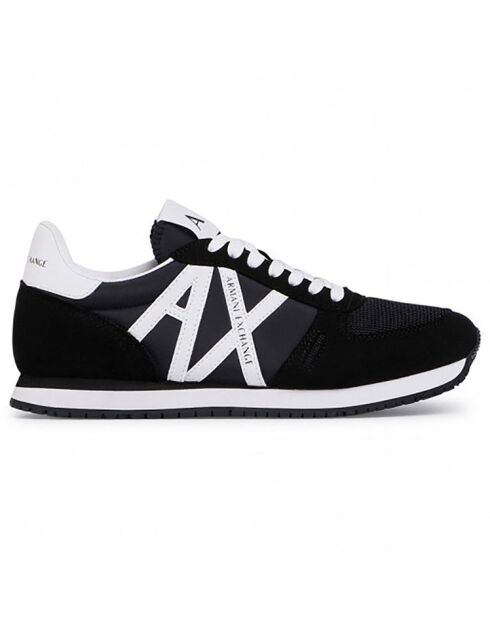 Baskets en Velours de Cuir Damian noir/blanc