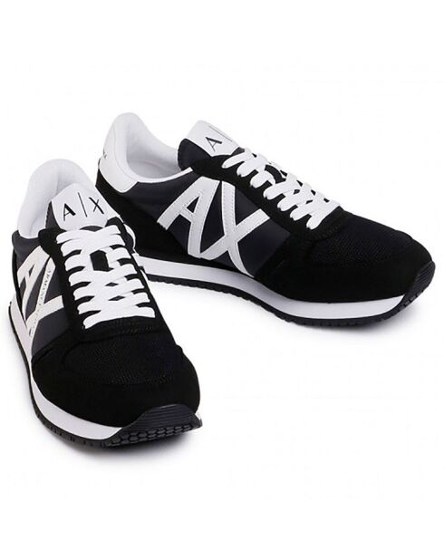 Baskets en Velours de Cuir Damian noir/blanc