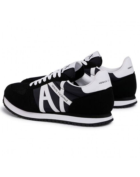 Baskets en Velours de Cuir Damian noir/blanc