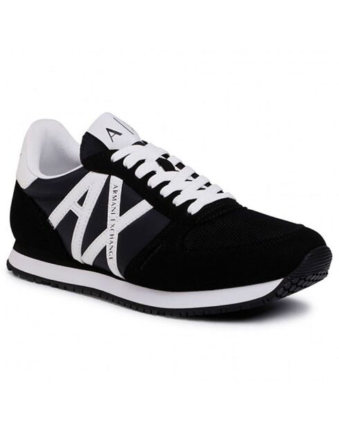 Baskets en Velours de Cuir Damian noir/blanc