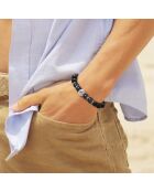 Bracciale Lucky Silver, agate nere opache e perle d'acqua dolce semicircolari nere