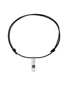Collier Lien noir Argent & Perle de Tahiti cerclée