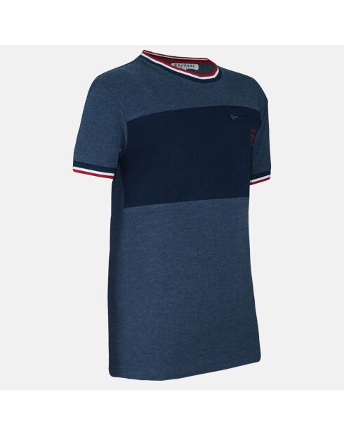 T-Shirt en Coton mélangé Manches Courtes bleu marine