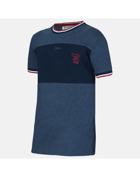 T-Shirt en Coton mélangé Manches Courtes bleu marine