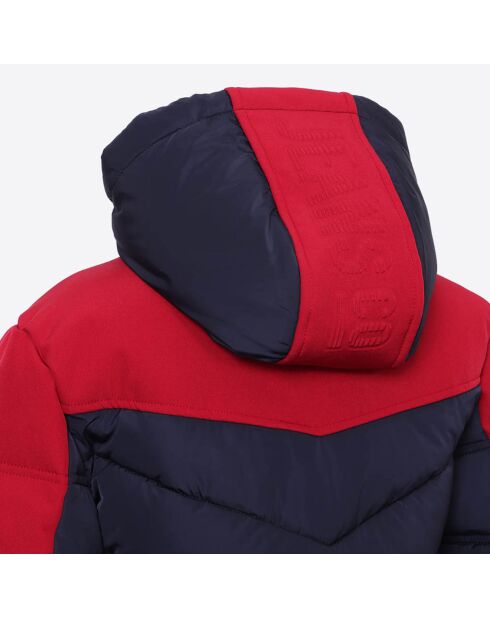 Doudoune à capuche Omega Bicolore bleu/rouge