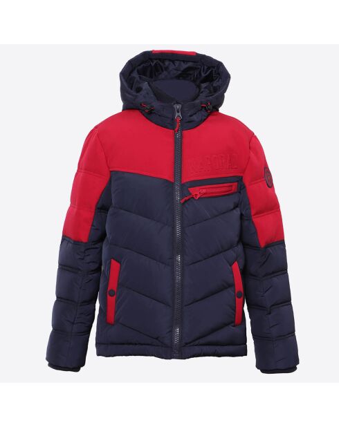 Doudoune à capuche Omega Bicolore bleu/rouge