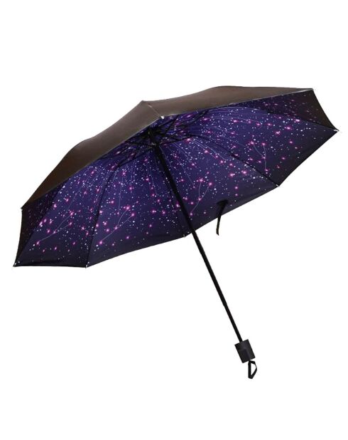 Parapluie compact ciel constellation à l'intérieur noir