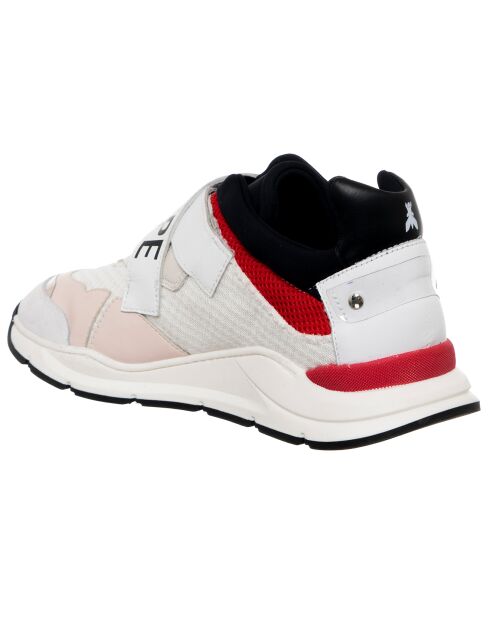 Baskets en Cuir Crosta blanc/rouge